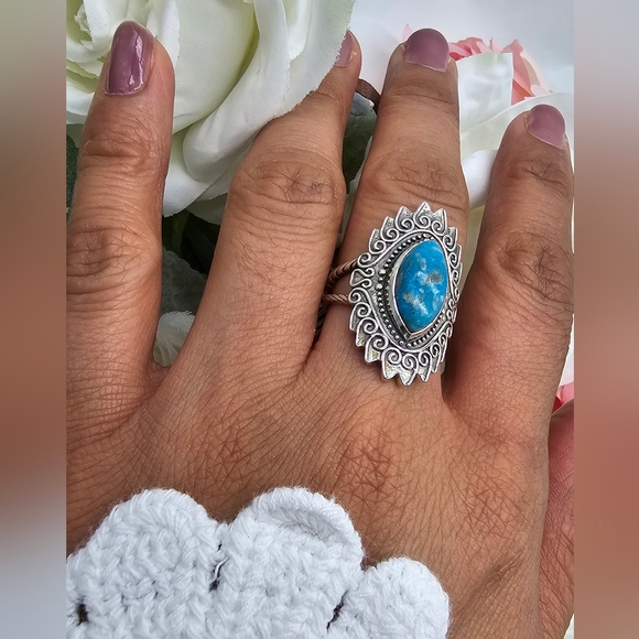 ♥️ MARQUISE SWIRL STERLING SILVER RING - Picture 7 of 8